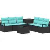 vidaXL Bankstel 8 st Zwart en Blauw 55 x 55 x 37 cm