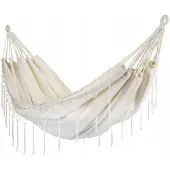 Bauerkraft Boho Dubbele Hangmat met Franjes - Beige, 200x150cm
