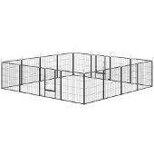 PawHut Pet Playpen-Staal-320L x 320B x 80H cm-Grijs
