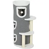PawHut Krabpalen, 101 cm hoog, kattenhuis met holte, speelbal en pluche rand