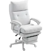 HOMCOM -Bürostuhl-Polyester, Nylon-70L x 68B x 114-122H cm-Cremeweiß