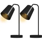 HOMCOM set van 2 tafellampen, zwart, met USB-A en USB-C aansluitingen