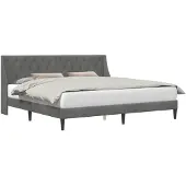 vidaXL Bedframe met hoofdeinde, donkergrijs, 193 x 203 cm, fluweel