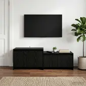 vidaXL Tv-meubel 147 x 35 x 50 cm Zwart eiken Bewerkt hout