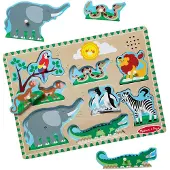 Melissa & Doug – Houten geluidenpuzzel – Wilde dieren