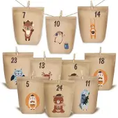 Sonstiges Adventskalender om zelf te vullen, 24 kerstkalenders, doe-het-zelf cadeautasjes, bruin, kerstbos
