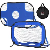 HOMCOM Voetbaldoelen, opklapbaar, draagbaar voetbalnet, set van 2, mini-doelen, inklapbaar, blauw