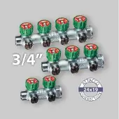FAR Lineaire Verbindingsstuk Man/Vrouw 3/4" Met Terugslagventielen, 4-Weg, 24X19