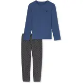 Schiesser Pyjama lang ' 95/5 Nightwear ' blauw / grijs gemêleerd