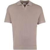 Profuomo Beige poloshirt normale fit v hals