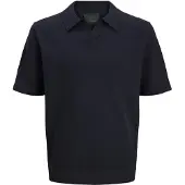Jack & Jones polo met v-hals donkerblauw korte mouw