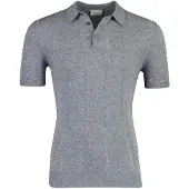 Profuomo Blauwe polo beige katoenblend 3 knoops