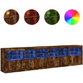 vidaXL Dressoir met LED-verlichting 283,5x37x67 cm gerookt eikenkleur