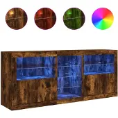 vidaXL Dressoir met LED-verlichting 181,5x37x67 cm gerookt eikenkleur
