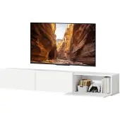 HOMCOM TV Stand-Spaanplaat-180L x 31,5B x 29,8H cm-Wit