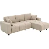 HOMCOM Hoekbank, 4-zits bank met omkeerbare chaise longue, kussens, beige