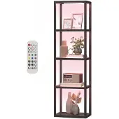 HOMCOM RGB staande lamp met glazen planken, LED staande lamp met 4 niveaus en afstandsbediening