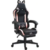 HOMCOM Gaming Stoel: Ergonomische gamingstoel met lendensteun en voetsteun