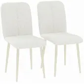 HOMCOM eethoekstoelen, set van 2, keukenstoelen met linnenlook, crème