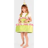 Den Goda Fen Kostüm - Dress Cake mit Diadem - Green - - 4-6 Jahre (104-116) - Kostüme