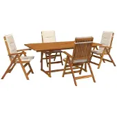 vidaXL 5-delige tuin eetset Naturel Massief Acacia Hout