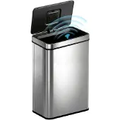 HOMCOM Sensor Prullenbak - Roestvrij Staal - 39x27x66cm - Zilver