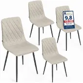 Lina Elisia Eetkamerstoel - Stoel - Creme - Set van 4 - Velvet