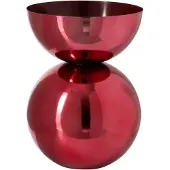 J-Line Ronde glanzende vaas - metaal - kerstrood - large