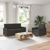 vidaXL Bankstel 2 st Donkergrijs Stof