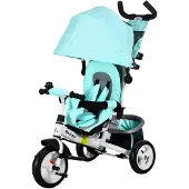 HOMCOM Driewieler 6-in-1: Driewieler met duwstang, kinderdriewieler met afneembaar zonnedak