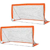 HOMCOM -Fußballtor-Metall, Oxfordstoff--183L x 90B x 90T cm-Orange