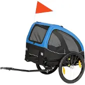 PawHut Huisdierenfietstrailer-Oxford-stof, staal-138L x 70B x 89H cm-Blauw