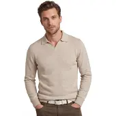 Profuomo polo lange mouw beige