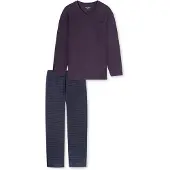 Schiesser Pyjama lang ' Comfort Essentials ' nachtblauw / aubergine