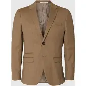 Selected Geweven Wolmix Blazer Heren Bruin 54