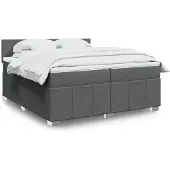 vidaXL Boxspring met matras stof donkergrijs 200x200 cm