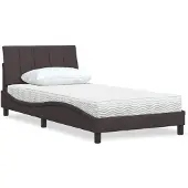 vidaXL Bed met matras "Hanko" stof donkerbruin 100x200 cm