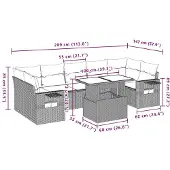 vidaXL 8-delige tuinbankset met kussens, bruin polyrotan