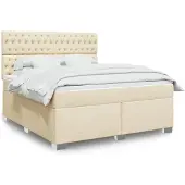 vidaXL Boxspring met matras stof crèmekleurig 180x200 cm