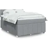 vidaXL Boxspring met matras stof lichtgrijs 140x200 cm