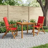vidaXL 3-delige tuineetset 2-zits Rood Massief Acacia Hout