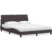 vidaXL Bed met matras stof donkerbruin 160x200 cm