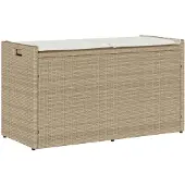 vidaXL Buitenbank met opbergruimte en kussen, beige, 100 cm