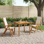 vidaXL 3-delige tuineetset 2-zits Crèmekleurig Massief Acacia Hout
