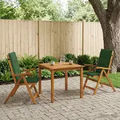 vidaXL 3-delige tuineetset Naturel Massief Acacia Hout