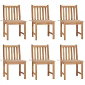 vidaXL Tuinstoelen, 6 stuks met kussens, massief teakhout