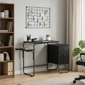 vidaXL Bureau met opslag Zwart eiken 120 x 50 x 75 cm