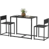 HOMCOM 3-delige eethoekset, keukentafel met 2 stoelen, eethoekset voor de keuken
