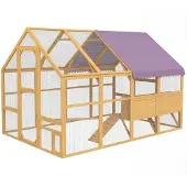 PawHut Kippenhuis, 5,2 m², afmetingen ongeveer 2,8 x 1,8 x 1,9 m, met ren, hout, inclusief ren