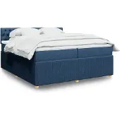 vidaXL Boxspring met matras stof blauw 200x200 cm